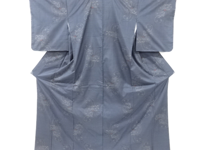 未使用品　仕立て上がり　抽象花模様織り出し本場泥大島紬着物(5マルキ)